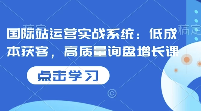 国际站运营实战系统:低成本获客,高质量询盘增长课(1.5G) 国际站运营实战系统:低成本获客,高质量询盘增长课(1.5G)