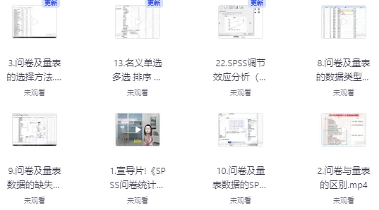[SPSS/数据统计] SPSS问卷数据统计分析基础课程（5.4G）