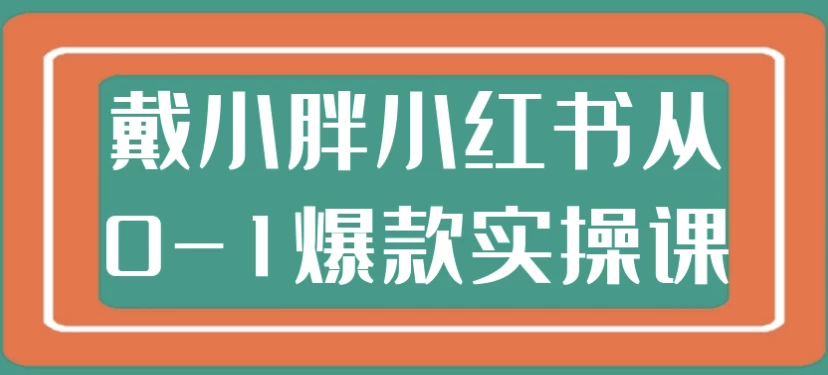 [小红书/运营] 戴小胖小红书从0-1爆款实操课（2.8G）