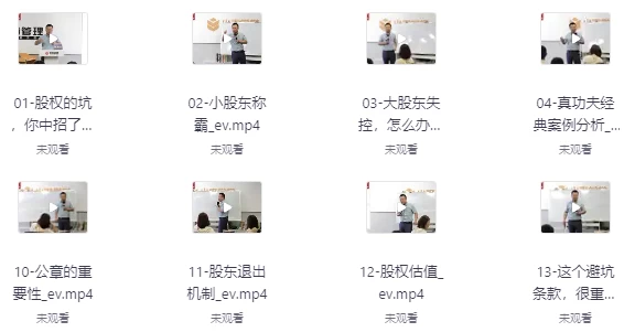 [企业/管理] 宋俊生全套股权设计高管课（含股权方案工具包）（31.9G）