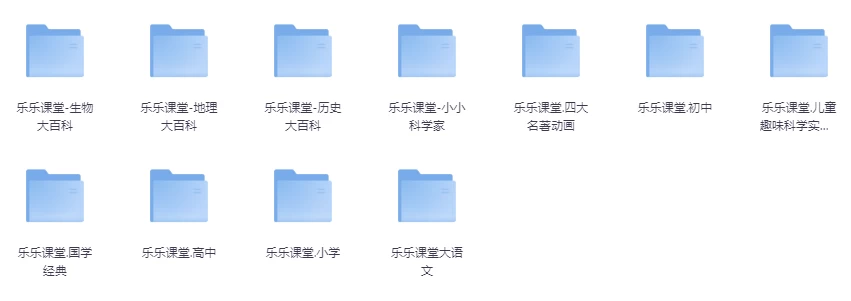 [初中/历史] 乐乐课堂超级大合集（小学+初中+高中+国学+四大名著+生物大百科+地理大百科+历史大百科+科学实验等）（74.8G）