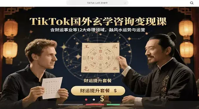 [TikTok/事业] TikTok国外玄学咨询变现课，含财运事业等12大命理领域（3.7G）