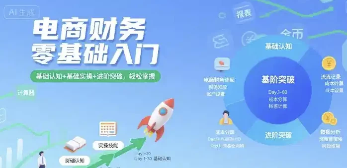 [电商/财务] 电商财务零基础入门教程，认知+实操+进阶全覆盖（1.7G）