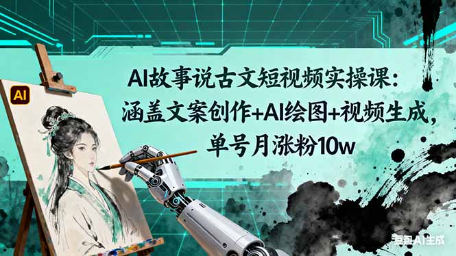 AI故事说古文短视频实操课:涵盖文案创作+AI绘图+视频生成,单号月涨粉10w AI故事说古文短视频实操课:涵盖文案创作+AI绘图+视频生成,单号月涨粉10w