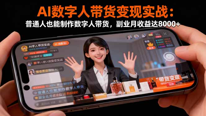 AI数字人带货变现实战:普通人也能制作数字人带货,副业月收益达8000+ AI数字人带货变现实战:普通人也能制作数字人带货,副业月收益达8000+