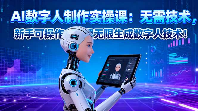 AI数字人制作实操课:无需技术,新手可操作,免费无限生成数字人技术! AI数字人制作实操课:无需技术,新手可操作,免费无限生成数字人技术!