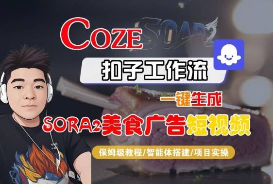 Coze扣子智能体工作流一键生成“SORA2美食广告“短视频,全流程保姆级教学 Coze扣子智能体工作流一键生成“SORA2美食广告“短视频,全流程保姆级教学