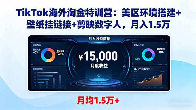 TikTok海外淘金特训营:美区环境搭建+壁纸挂链接+剪映数字人,月入1.5万 TikTok海外淘金特训营:美区环境搭建+壁纸挂链接+剪映数字人,月入1.5万
