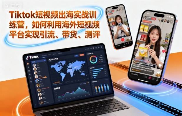 Tiktok短视频出海实战训练营,如何利用海外短视频平台实现引流、带货、测评 Tiktok短视频出海实战训练营,如何利用海外短视频平台实现引流、带货、测评