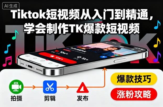 Tiktok短视频从入门到精通,学会制作TK爆款短视频 Tiktok短视频从入门到精通,学会制作TK爆款短视频