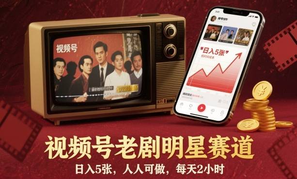 视频号老剧明星赛道,日入5张,人人可做,每天2小时 视频号老剧明星赛道,日入5张,人人可做,每天2小时