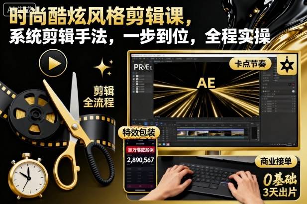 时尚酷炫风格剪辑课,系统剪辑手法,一步到位,全程实操 时尚酷炫风格剪辑课,系统剪辑手法,一步到位,全程实操