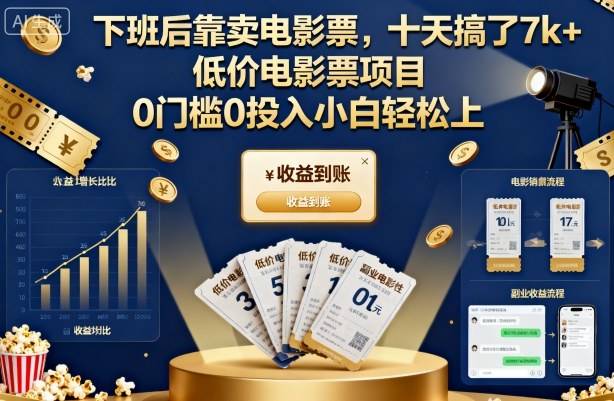 下班后靠卖电影票,十天搞了7k+,低价电影票项目,0门槛0投入小白轻松上手【揭秘】 下班后靠卖电影票,十天搞了7k+,低价电影票项目,0门槛0投入小白轻松上手【揭秘】