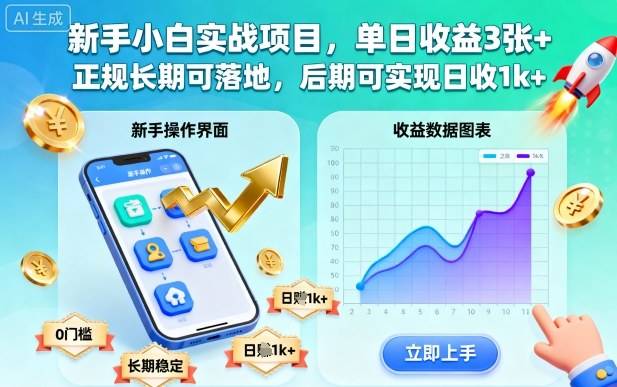 新手小白实战项目,单日收益3张+,正规长期可落地,后期可实现日收1k+【揭秘】 新手小白实战项目,单日收益3张+,正规长期可落地,后期可实现日收1k+【揭秘】