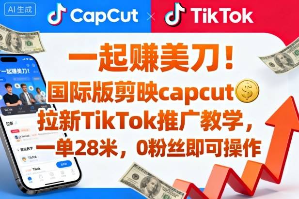 一起賺美刀!国际版剪映capcut拉新TikTok推广教学,一单28米,0粉丝即可操作(附推广入口和教学) 一起賺美刀!国际版剪映capcut拉新TikTok推广教学,一单28米,0粉丝即可操作(附推广入口和教学)