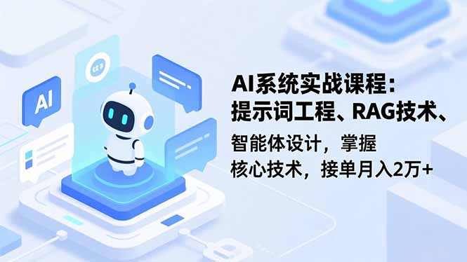 AI系统实战课程,提示词工程、RAG技术、智能体设计,掌握核心技术,接单月入2万+ AI系统实战课程,提示词工程、RAG技术、智能体设计,掌握核心技术,接单月入2万+