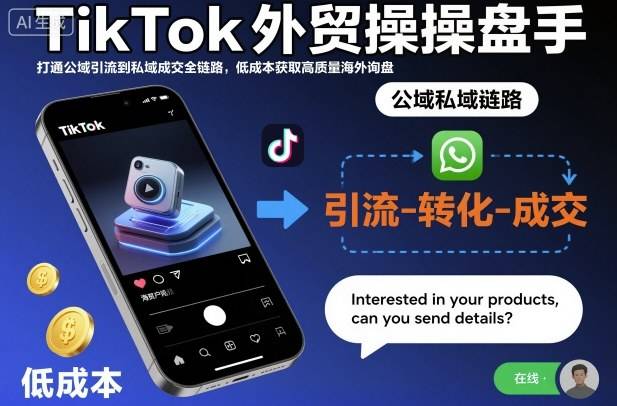 TikTok外贸操盘手,打通公域引流到私域成交全链路,低成本获取高质量海外询盘 TikTok外贸操盘手,打通公域引流到私域成交全链路,低成本获取高质量海外询盘