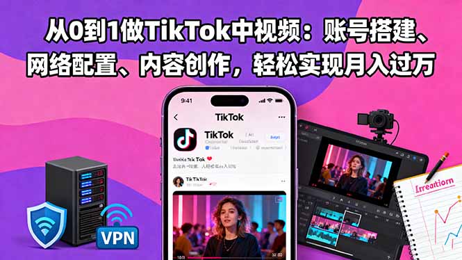 从0到1做TikTok中视频:账号搭建、网络配置、内容创作,轻松实现月入过万 从0到1做TikTok中视频:账号搭建、网络配置、内容创作,轻松实现月入过万