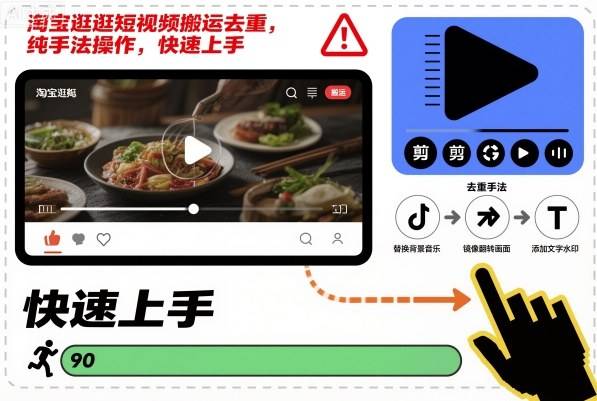 淘宝逛逛短视频搬运去重,纯手法操作,快速上手 淘宝逛逛短视频搬运去重,纯手法操作,快速上手