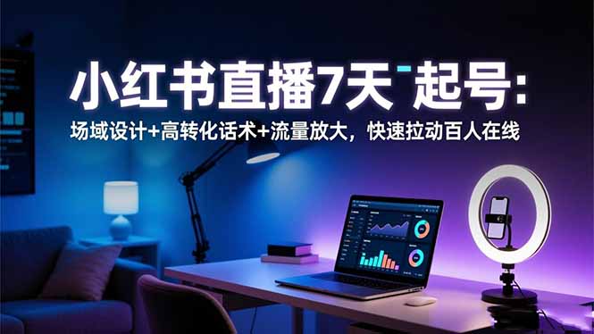 小红书直播7天起号:场域设计+高转化话术+流量放大,快速拉动百人在线 小红书直播7天起号:场域设计+高转化话术+流量放大,快速拉动百人在线