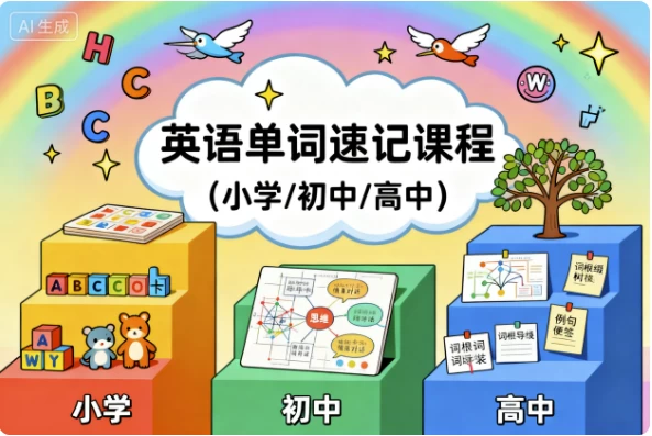 [初中/单词] 英语单词速记课程（小学/初中/高中）（49.4G）