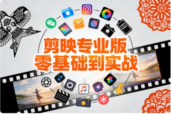 [剪映/剪辑] 剪映专业版零基础到实战，小白速成剪辑大神全案教程 [1.5G]