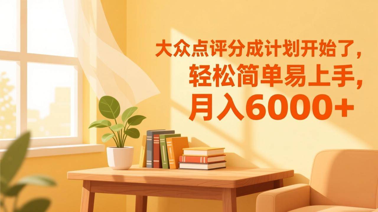 大众点评分成计划开始了，轻松简单易上手，月入6000+