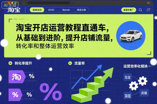 淘宝开店运营教程直通车，从基础到进阶，提升店铺流量，转化率和整体运营效率(更新26年1月)