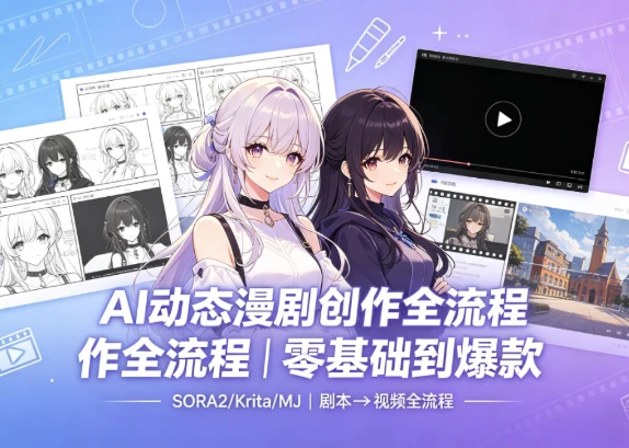 [AI动漫/漫剧/短视频/视频] AI动态漫剧制作全流程教程 [37.1G]